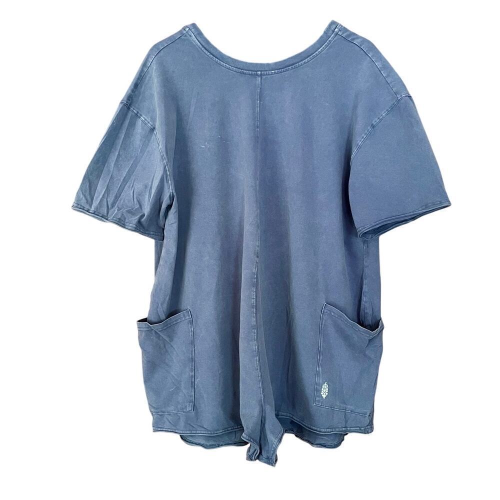 Free People Movement Hot Shot Tee Romper Blue Indigo Size Large - Picture 3 of 13
